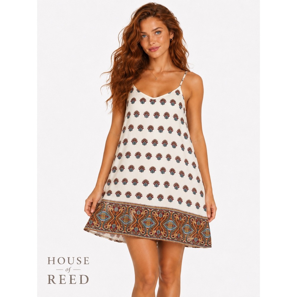 Show Me Your Mumu Peta Tunic Mini Dress House of Reed Boho Print Womens Medium
